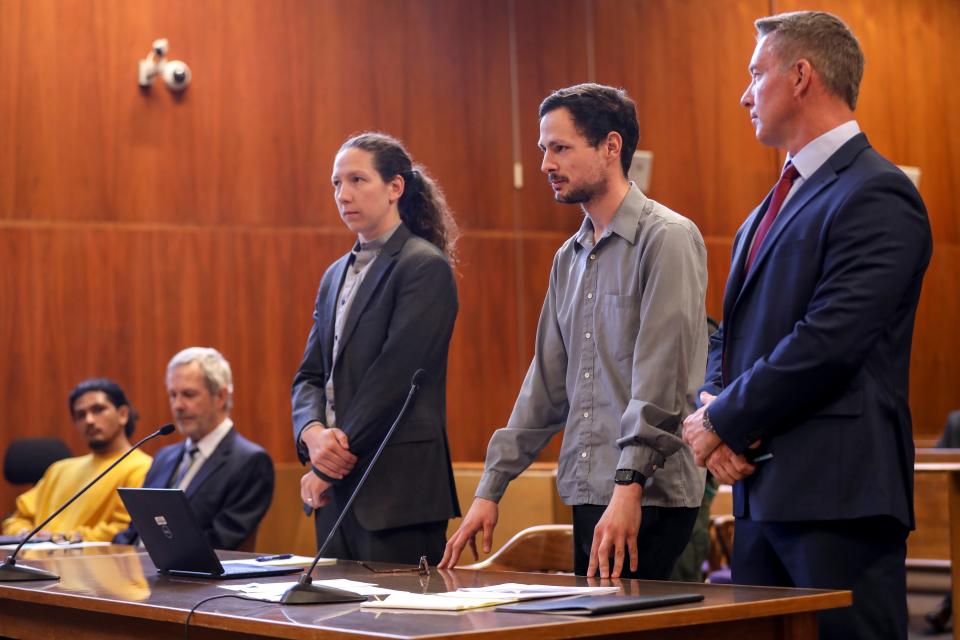 Jonathan Bagnall, brother of Josiah Bagnall, gives a statement during the sentencing of Alexander Mosqueda Rivera-Burdette on Thursday, Aug. 17, 2023 at the Marion County Courthouse in Salem, Ore.