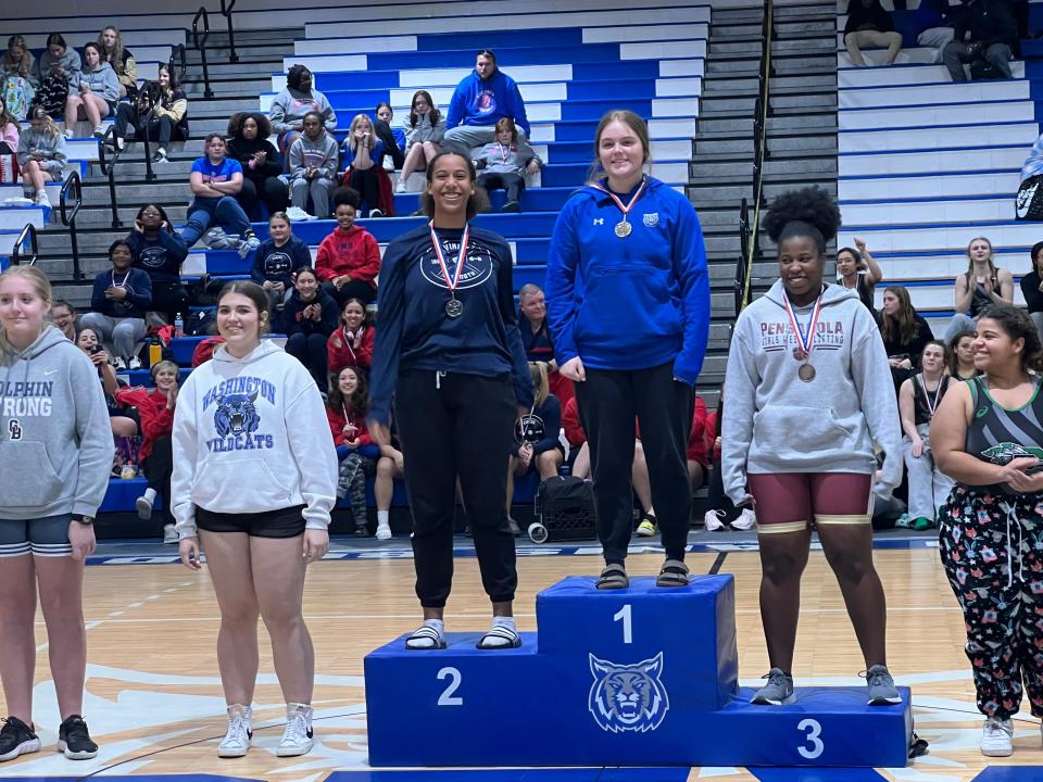 Washington's Lydia Miller won the 199 pound weight class in Friday's District 1-2A girls weightlifting tournament.