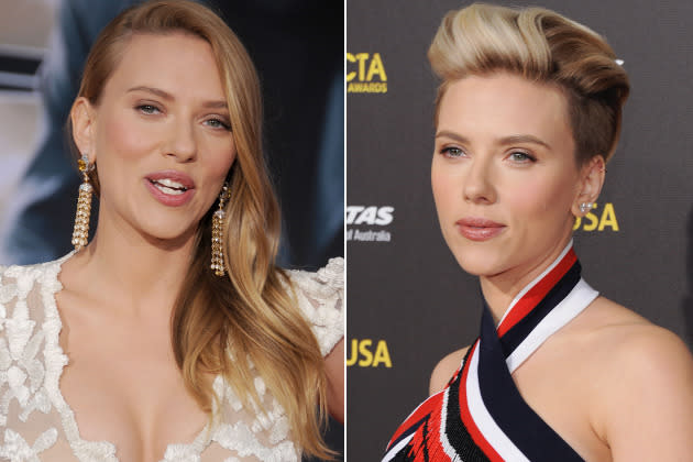 Als klassisches blondes Gift mit langer Mähne wurde Schauspielerin Scarlett Johansson bekannt – inzwischen aber setzt die 30-Jährige auf einen ganz anderen Look: Nach der Geburt von Töchterchen Rose ließ sie sich einen stylishen Undercut schneiden. Mit ihrer mutigen Frisur ist Scarlett in der Welt der VIPs … (Bilder: Getty Images)