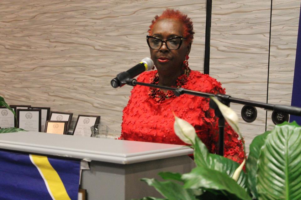 Evelyn Foxx, president of the Alachua County branch NAACP, speaks during the group's annual Freedom Fund and Awards Banquet.
(Credit: Voleer Thomas, Correspondent)