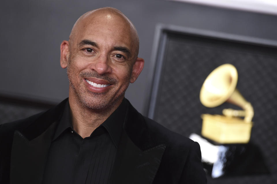 FILE - Harvey Mason jr., CEO of The Recording Academy, appears at the 63rd annual Grammy Awards in Los Angeles on March 14, 2021. (Photo by Jordan Strauss/Invision/AP, File)