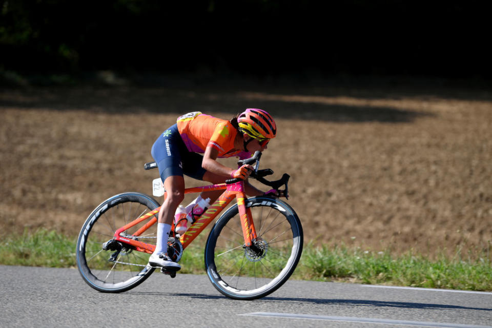ALBI FRANCE  JULY 27 Ricarda Bauernfeind of Germany and Team CanyonSRAM Racing competes in the breakaway during the 2nd Tour de France Femmes 2023 Stage 5 a 1261km stage from OnetleChteau to Albi 572m  UCIWWT  on July 27 2023 in Albi France Photo by Alex BroadwayGetty Images