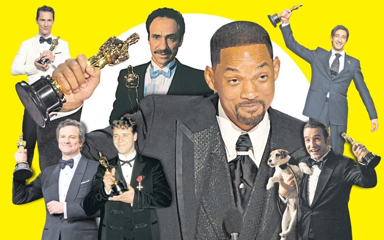 Clockwise from top left: Matthew McConaughey, F Murray Abraham, Will Smith, Adrien Brody, Jean Dujardin, Russell Crowe, Colin Firth