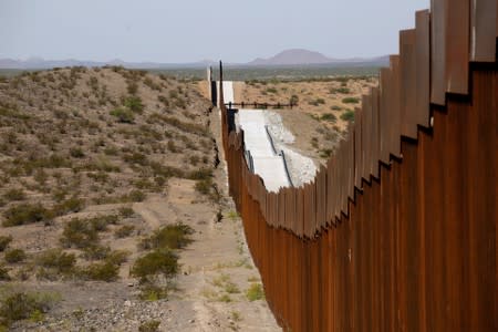New bollard-style U.S.-Mexico border fencing is seen in Santa Teresa, New Mexico, U.S., as pictured from Ascension