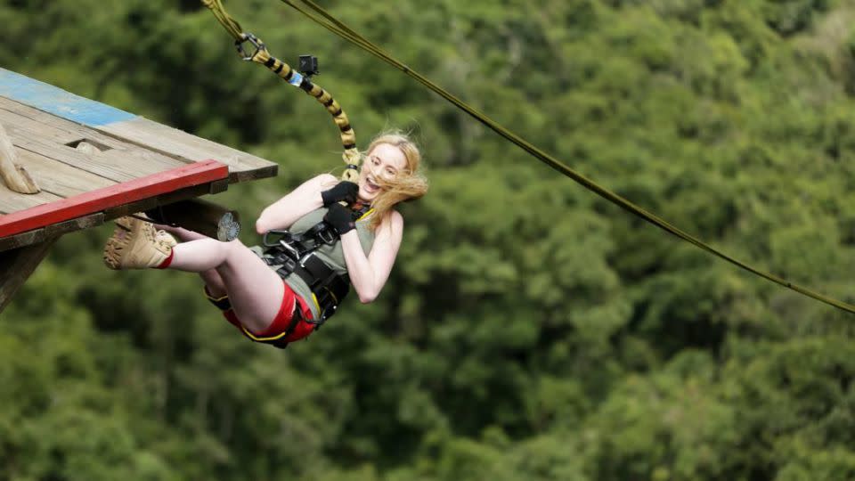 Simone swinging her way into the African jungle. Source: Ten