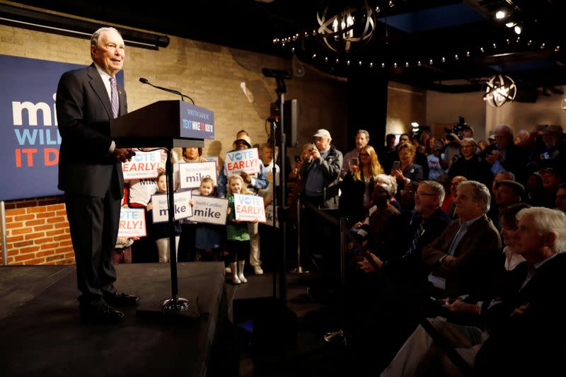 Democratic presidential candidate Bloomberg at campaign event in Winston-Salem, North Carolina