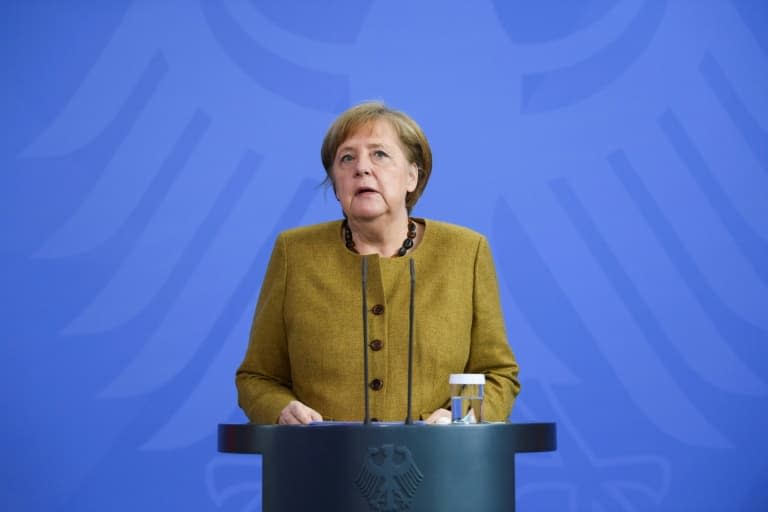 La chancelière allemande Angela Merkel à Berlin le 13 avril 2021 - ANNEGRET HILSE © 2019 AFP