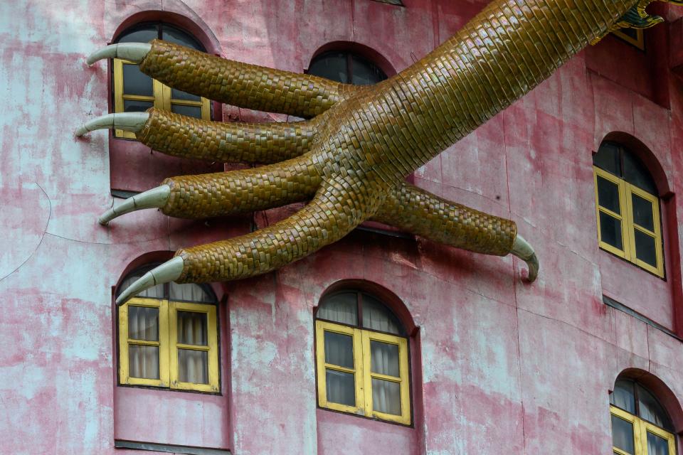 Close-up of dragon claws on Wat Samphran Temple in Nakhon Pathom, Thailand.
