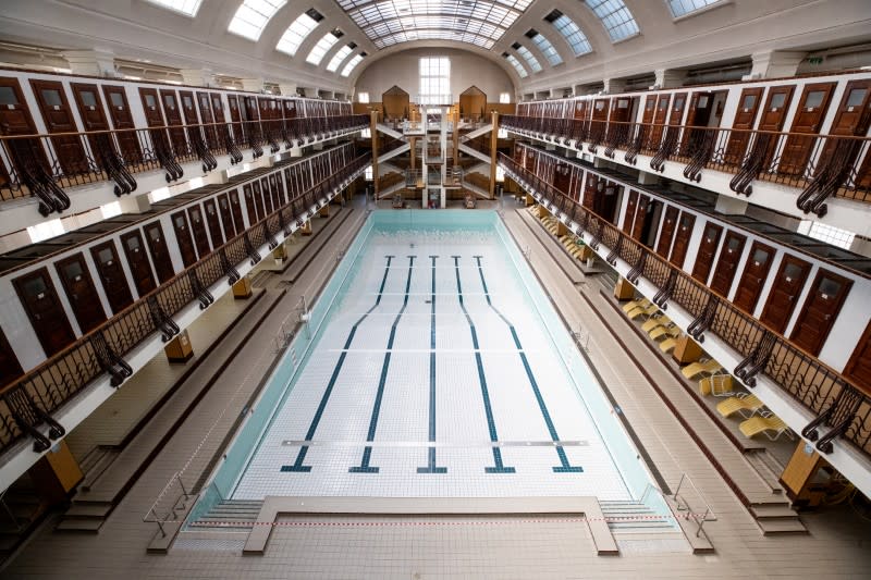 The empty basin of the "Amalienbad“ public swimming pool is seen during the coronavirus disease (COVID-19) outbreak in Vienna