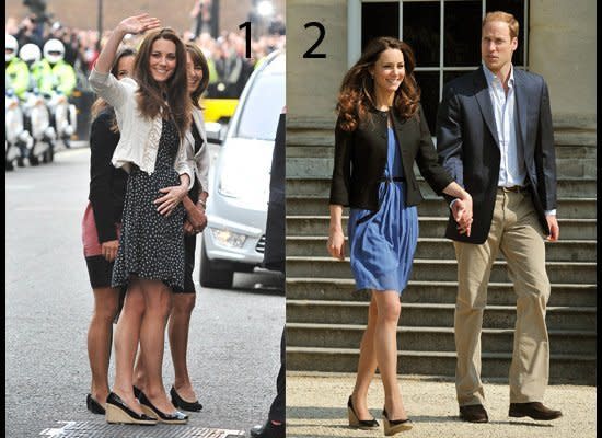 <strong>LOOK 1</strong>: Arriving at the Goring Hotel the day before the Royal Wedding in a dress by Issa.  <br>  <br><strong>LOOK 2</strong>: Leaving Buckingham Palace the day after the Royal Wedding, wearing a Zara dress. (Getty photos)