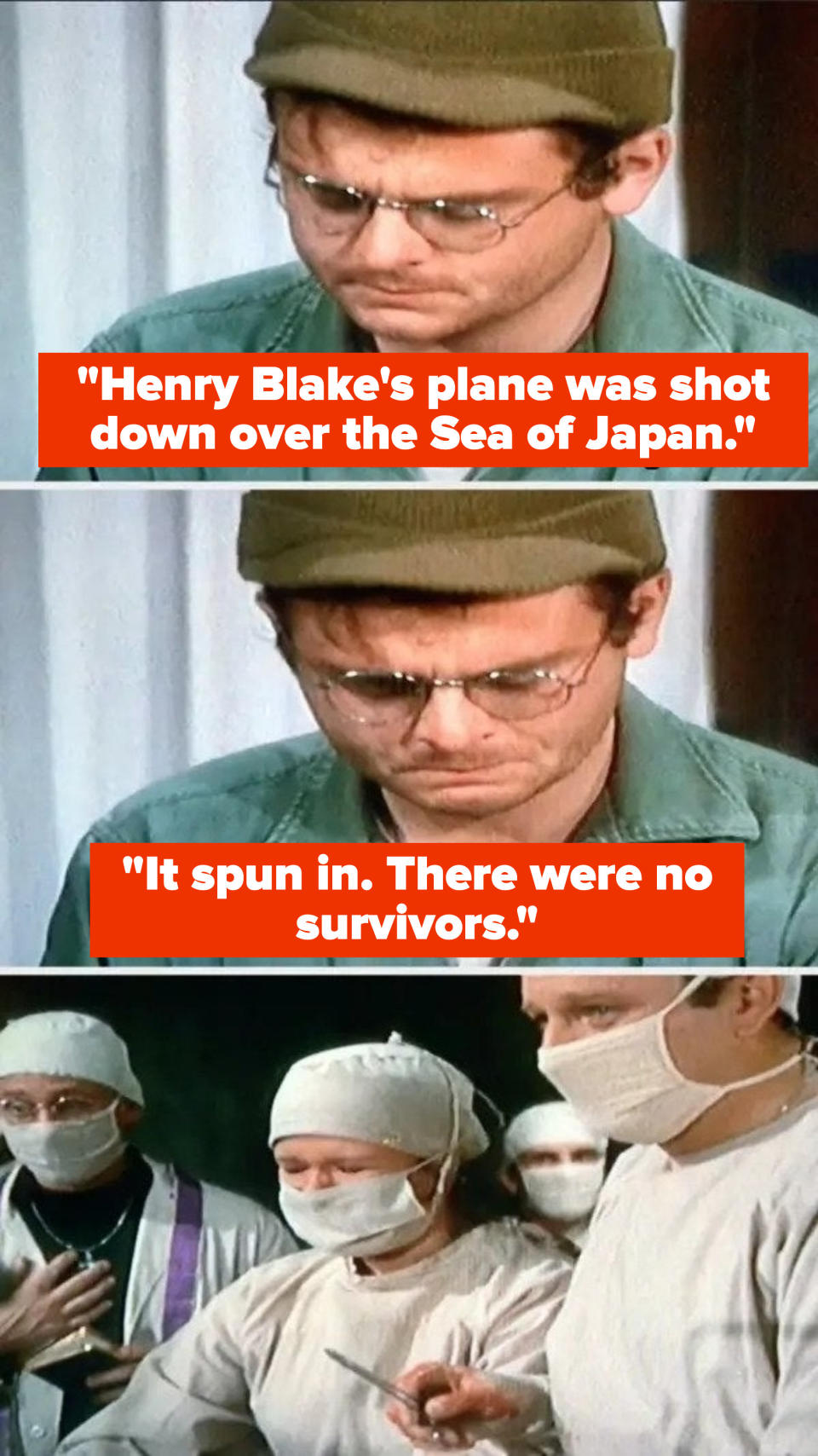 Radar says Henry's plane was shot down over Sea of Japan and spun out, and that there were no survivors