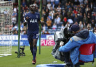 <p>Tottenham Hotspur’s Moussa Sissoko celebrates scoring his side’s fourth goal of the game (Nigel French/ PA Via AP) </p>