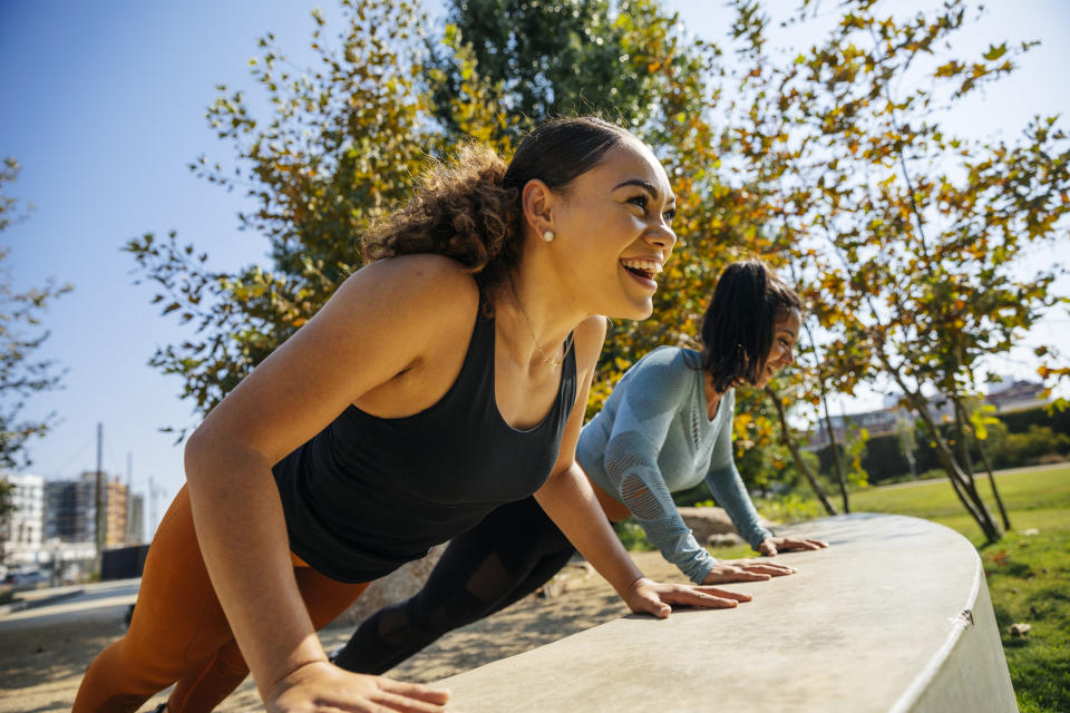 Two women exercising