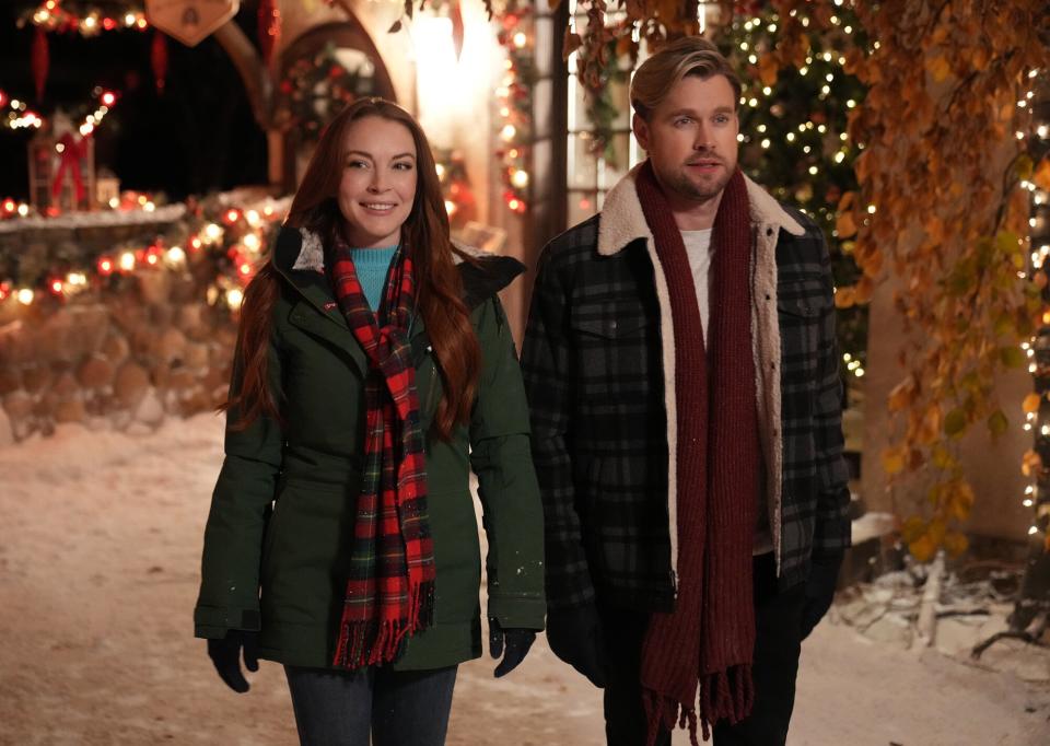 Christmas in Wonderland. (L-R) Lindsay Lohan as Sierra, Chord Overstreet as Jake in Christmas in Wonderland.