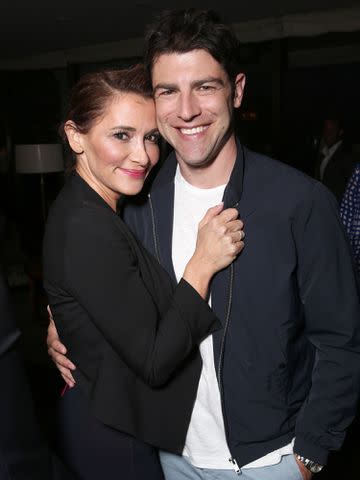 <p>Todd Williamson/Getty</p> Max Greenfield and Tess Sanchez at the Fox Summer TCA Press Tour in 2016.