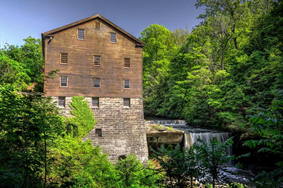 The historic Lanterman's Mill in Mill Creek Park in Youngstown Ohio. 