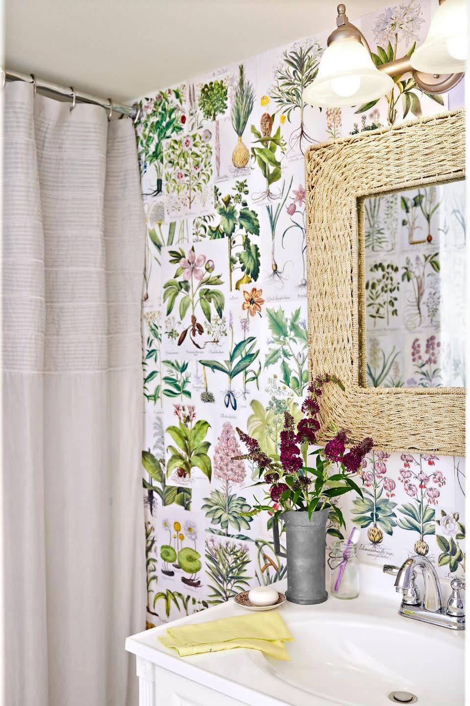 <p>Whenever you step inside your bathroom, you'll feel like you're in a life-size scrapbook if you follow this peel-and-stick technique. Layer dozens of magazine, newspaper, or book pages to craft a totally custom wall covering.</p>