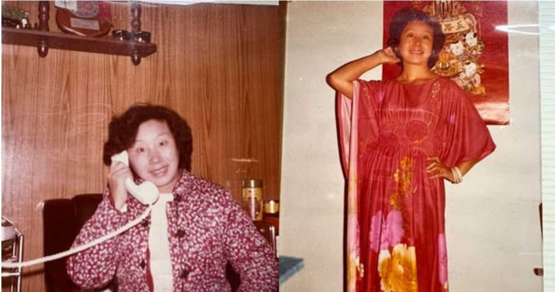 陶晶瑩模仿母親打電話的照片。