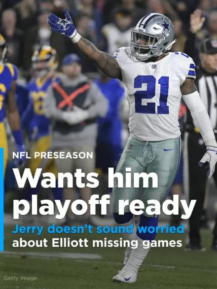Cowboys owner Jerry Jones doesn't seem worried about Ezekiel Elliott's holdout entering the regular season