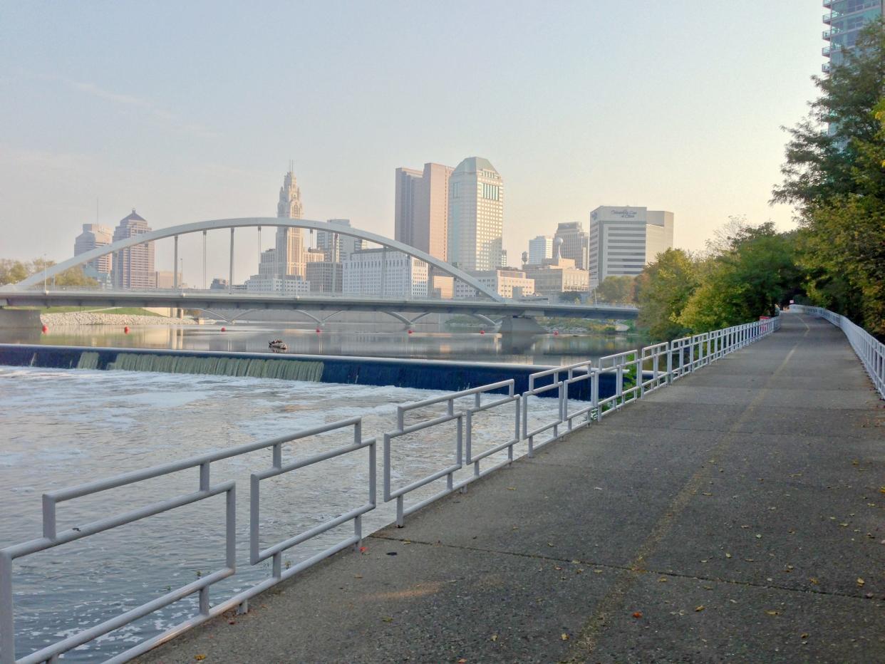 Ohio's Scioto Greenway Trail: The trail hugs the banks of the Scioto River for its entire length.  Smith