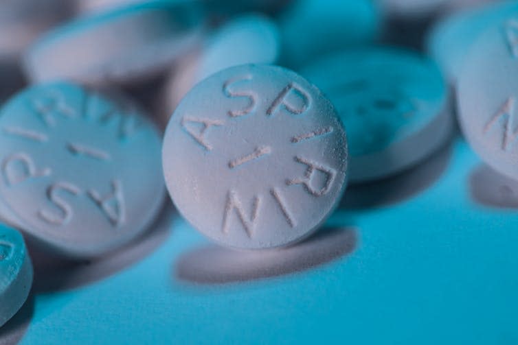 <span class="caption">Asprin is no longer made in America.</span> <span class="attribution"><a class="link " href="https://www.shutterstock.com/image-photo/white-aspirin-macro-shot-on-aqua-1148766485" rel="nofollow noopener" target="_blank" data-ylk="slk:Shutterstock/ShaneMaritch;elm:context_link;itc:0;sec:content-canvas">Shutterstock/ShaneMaritch</a></span>