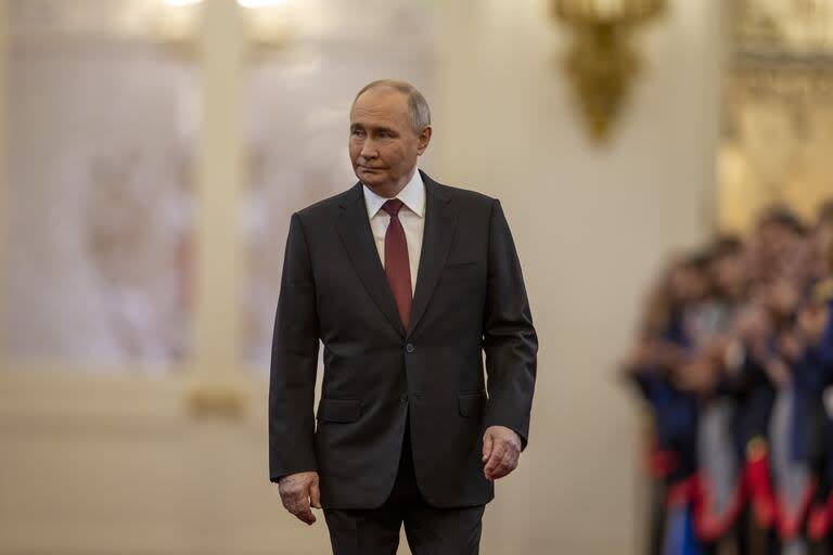 Vladimir Putin durante su ceremonia de investidura en el Kremlin, el 7 de mayo de 2024