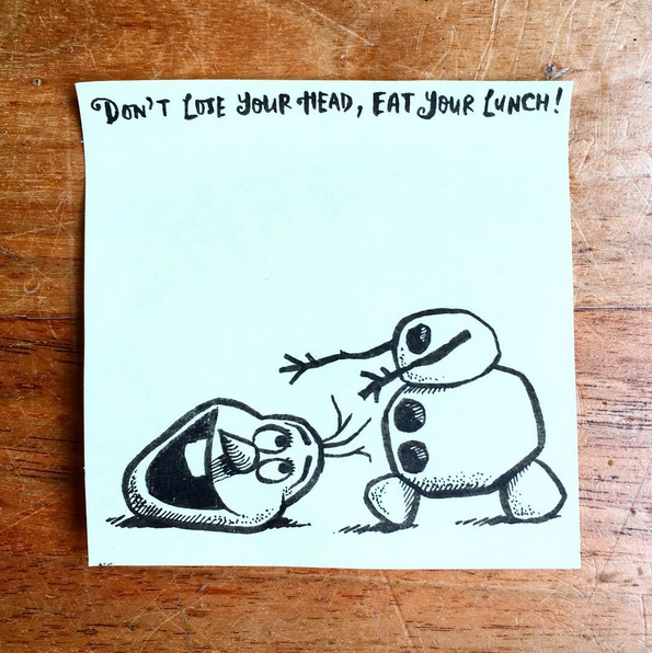 Dad wins at school lunches with illustrated Post-it notes