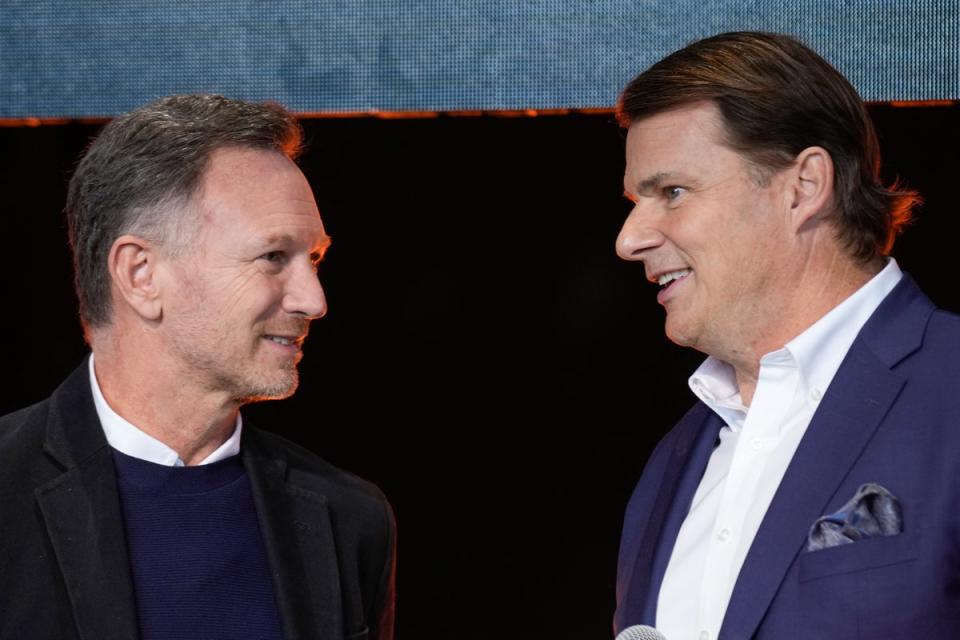 Partnership: Red Bull team principal Christian Horner with Ford CEO Jim Farley (AP)