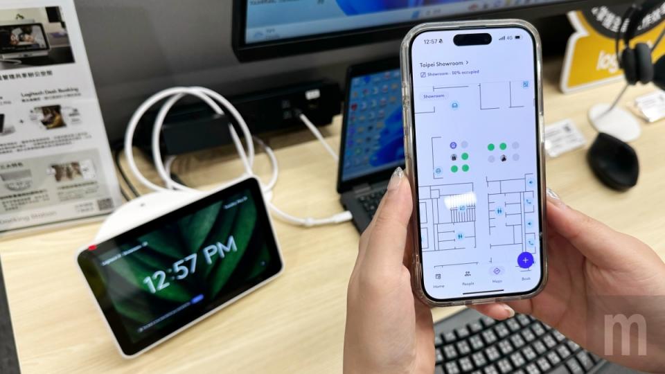 ▲可透過Logitech Sync視訊會議裝置管理軟體確認辦公室可使用工作位置，並且確認附近使用者身分
