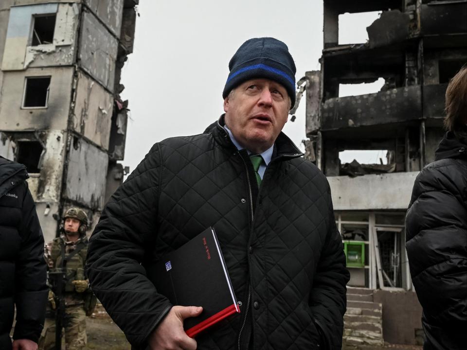 Boris Johnson visits outskirts of Kyiv (REUTERS)
