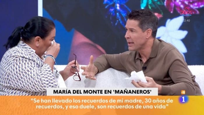 María del Monte no ha podido evitar las lágrimas al hablar sobre el robo que sufrió en su casa