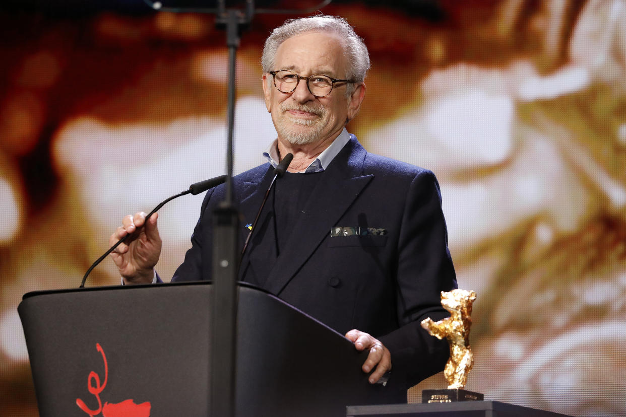 BERLIN, GERMANY - FEBRUARY 21, 2023: Steven Spielberg arrives at the red carpet of 'The Fabelmans (Die Fabelmans)' premiere & Honorary Golden Bear and homage for Steven Spielberg' during the 73rd Berlin International Film Festival at Berlinale Palace in Berlin, Germany (Photo credit should read P.Lehman/Future Publishing via Getty Images)