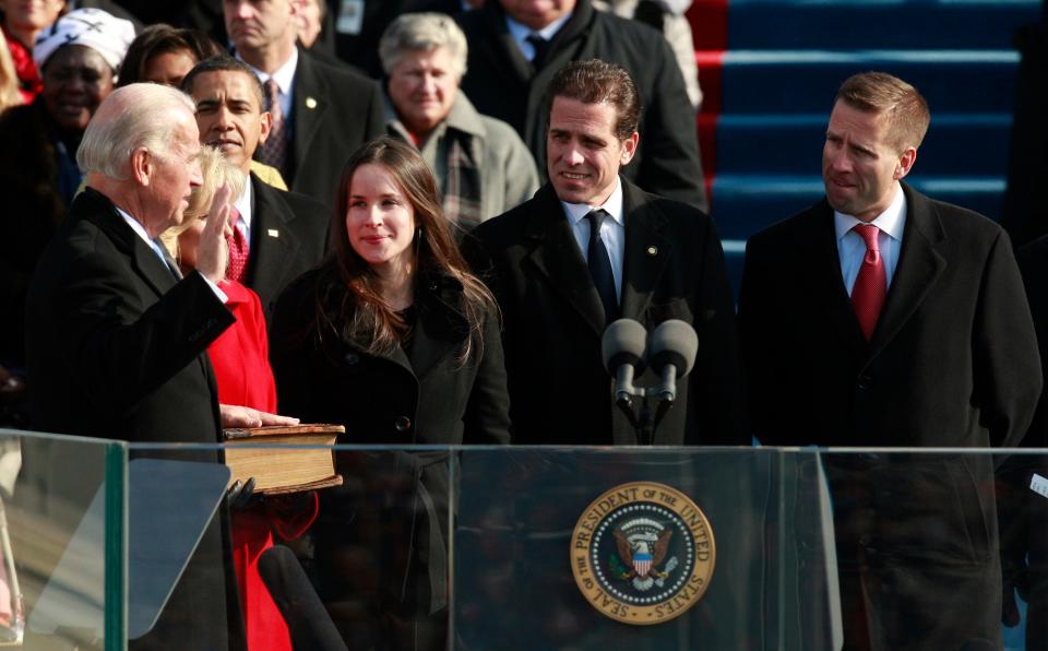 Joe Biden is sworn in as vice president as his children Ashley, Hunter, and Beau look on