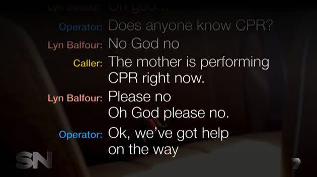 The emergency call transcript as Lyn tried to save her child