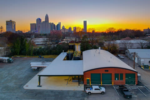 Aerial view of the Charlotte Grease Cycle Facility at sunset looking uptown.  (Photo: Business Wire)