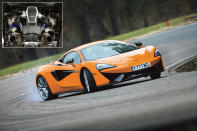 <p>A 3799cc twin-turbo V8 from McLaren was always going to be <strong>special</strong> and so it has proved. In the 570S, it happily revs all the way to 8500rpm, though peak power of <strong>562bhp</strong> arrives a whole 1000rpm beforehand, so the driver has a bit of leeway before changing up a gear.</p><p>The 570S’s peak torque comes even further down the rev band, with a 443lb ft maximum spread between 5000- and 6500rpm. Combined with the 562bhp, it sees the 570S from a standing start to 60mph in 3.1 seconds and on to a top speed of <strong>204mph</strong>.</p>