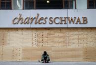 Businesses in midtown Manhattan boarded up during continued protests in New York