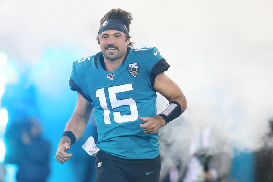 JACKSONVILLE, FL - SEPTEMBER 19: Jacksonville Jaguars Quarterback Gardner Minshew II (15) during the game between the Tennessee Titans and the Jacksonville Jaguars on September 19, 2019 at TIAA Bank Field in Jacksonville, Fl. (Photo by David Rosenblum/Icon Sportswire via Getty Images)