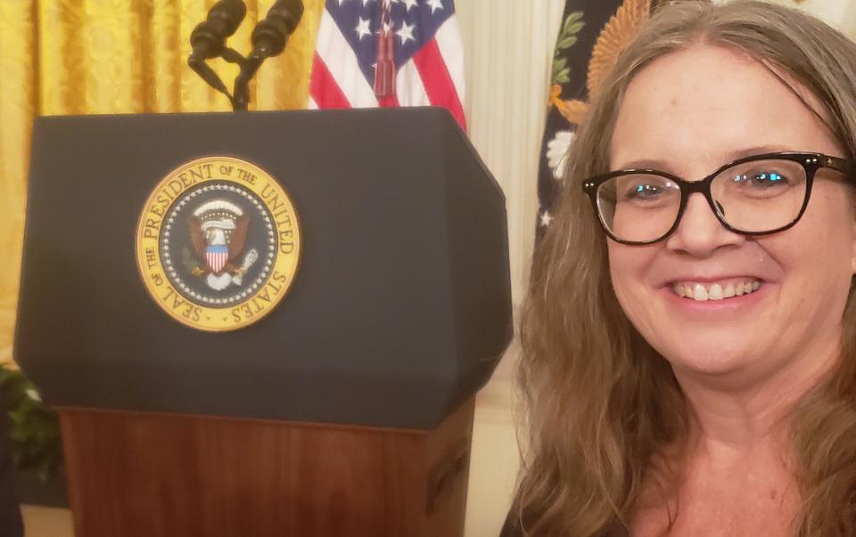 Chrysa Ostenso of Ladysmith, a long-time advocate for the Affordable Care Act, was invited to the White House on Tuesday, April 5, 2022, for a celebration of Obamacare.