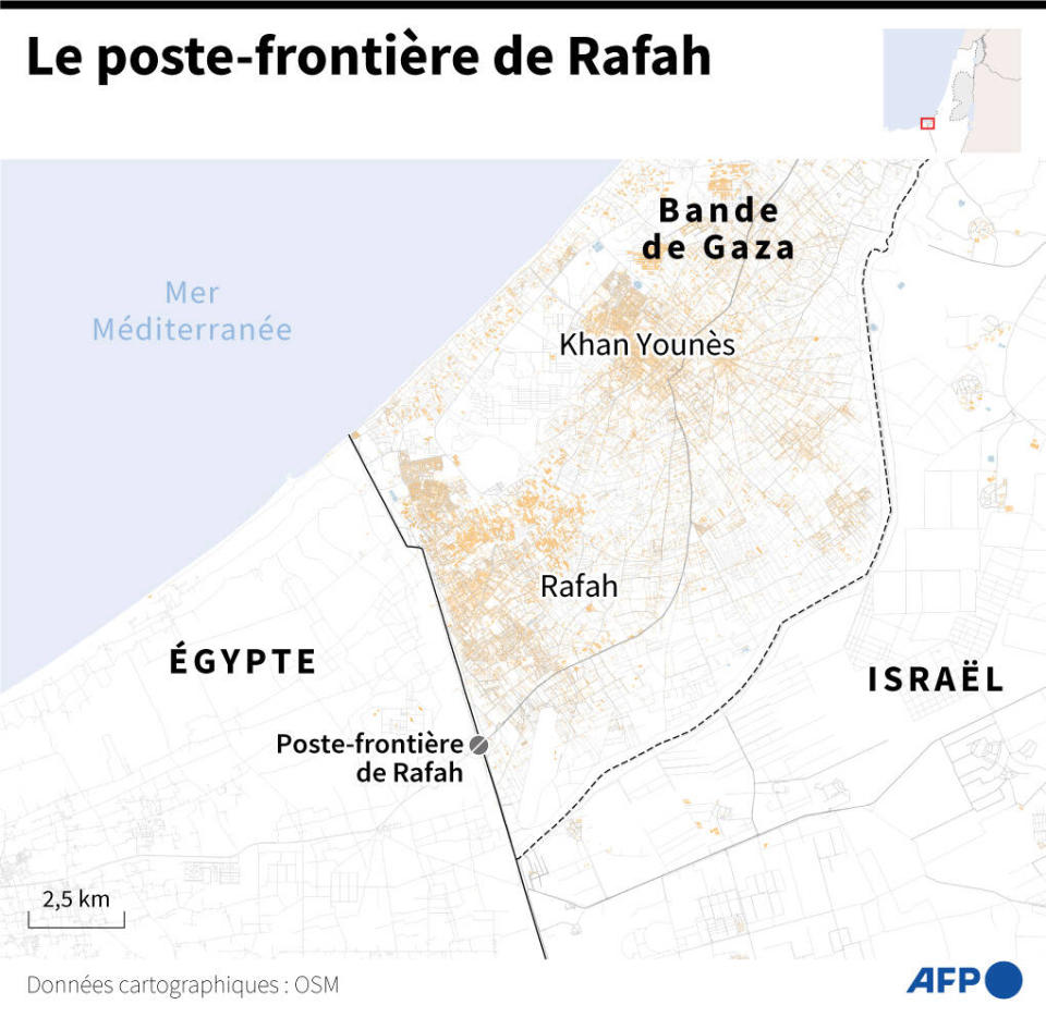 Le poste-frontière de Rafah, en Égypte, qui pourrait permettre d’évacuer des milliers de Palestiniens fuyant la bande de Gaza et les bombardements israéliens. 