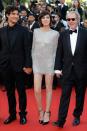 <p>The 45-year-old actress donned a silver-hued mini dress by Saint Laurent.<br><i>[Photo: Getty]</i> </p>