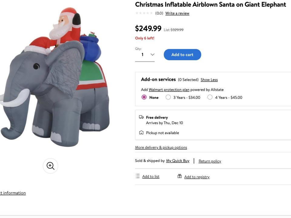 santa elephant inflatable