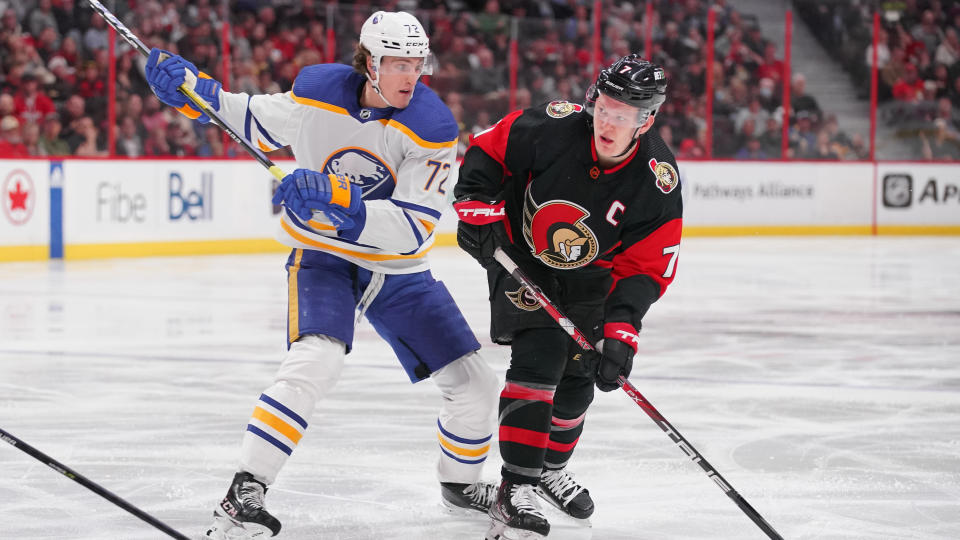 Tage Thompson has been the NHL's breakout star this season. (Getty)