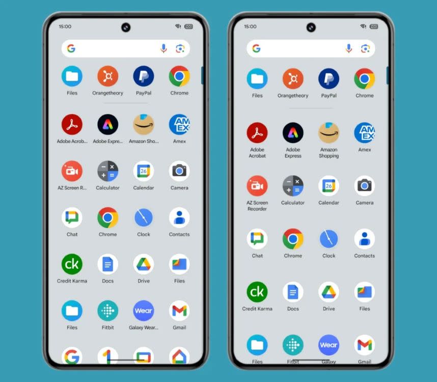 Pixel Launcher showing full app names