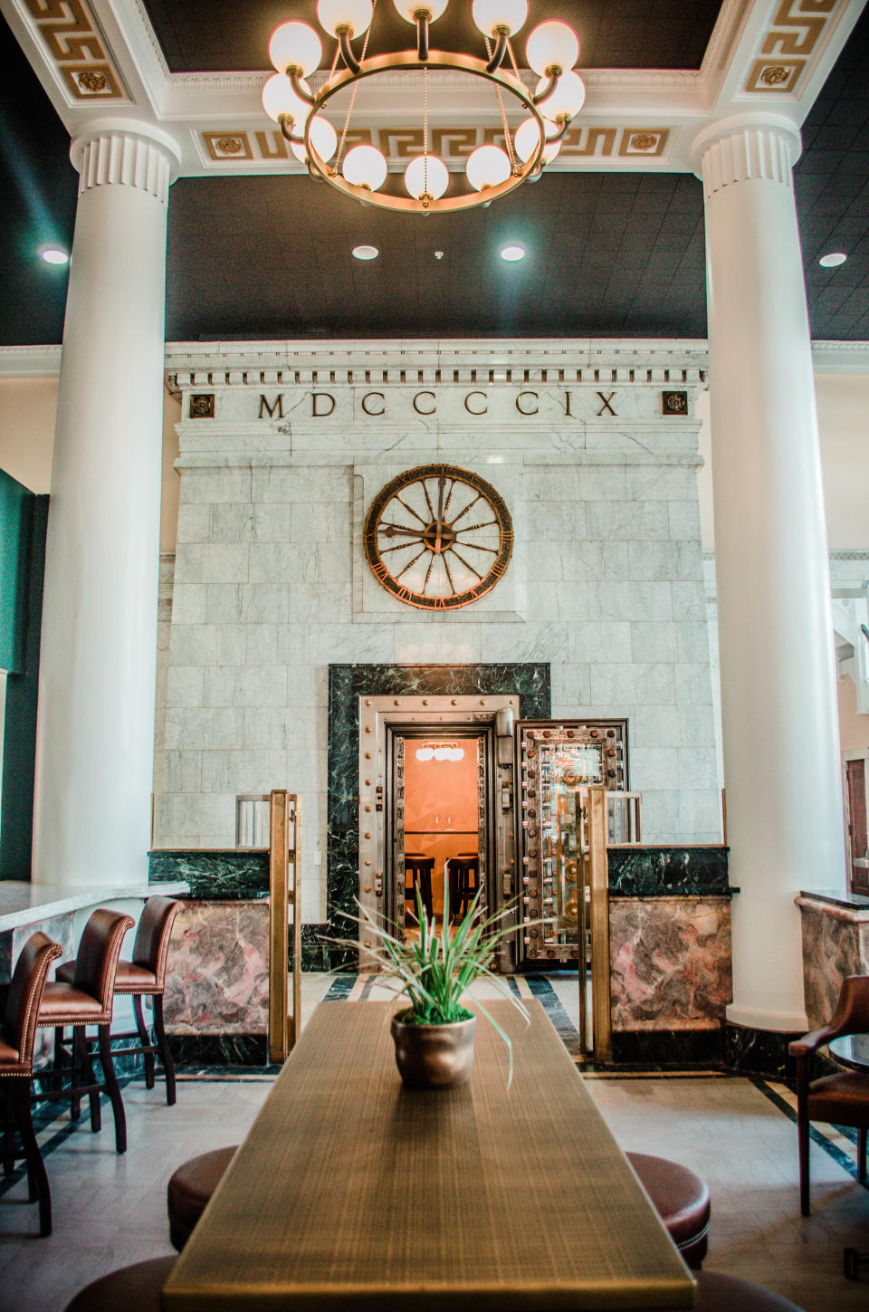 The Vault restaurant in Roanoke's Liberty Trust Hotel is resplendent with soaring ceilings, marble columns and a popular high-end wine tasting room located inside one of the bank’s elaborate Beaux Arts vaults.