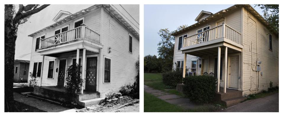 Combination picture shows the former residence of Lee Harvey Oswald at 214 West Neely Street in Dallas, Texas in an undated photograph taken in 1963 and the same house in November 2013