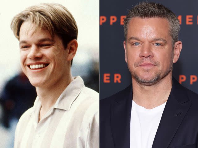 <p>George Kraychyk/Miramax/Kobal/Shutterstock ; Pascal Le Segretain/Getty</p> Matt Damon in 'Good Will Hunting'. ; Matt Damon attends the "Oppenheimer" premiere in July 2023 in Paris, France