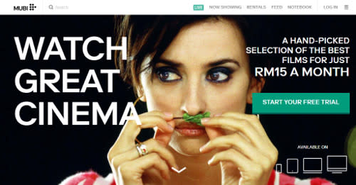 The Mubi Malaysia page is available in both English and the Malay language.