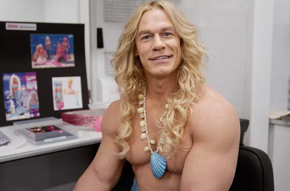 Closeup of John Cena as merman Ken