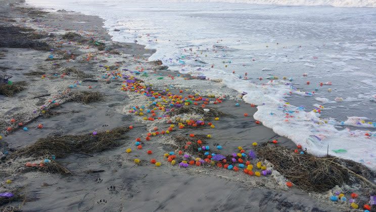 Tens of thousands of Kinder Eggs have washed up on a beach on the North Sea island of Langeoog